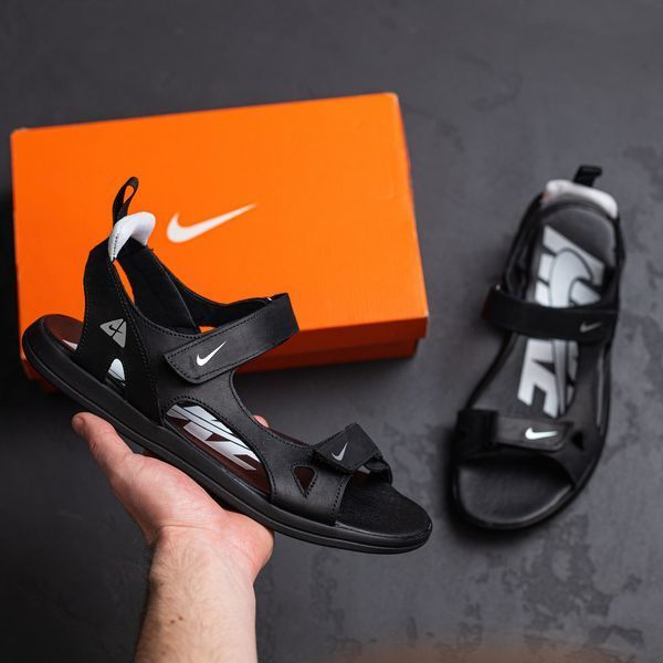 Чоловічі шкіряні сандалі Nike NS White 40 ч/б фото