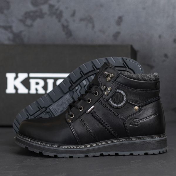 Чоловічі шкіряні зимові черевики Kristan City Traffic Black 703 ч. фото