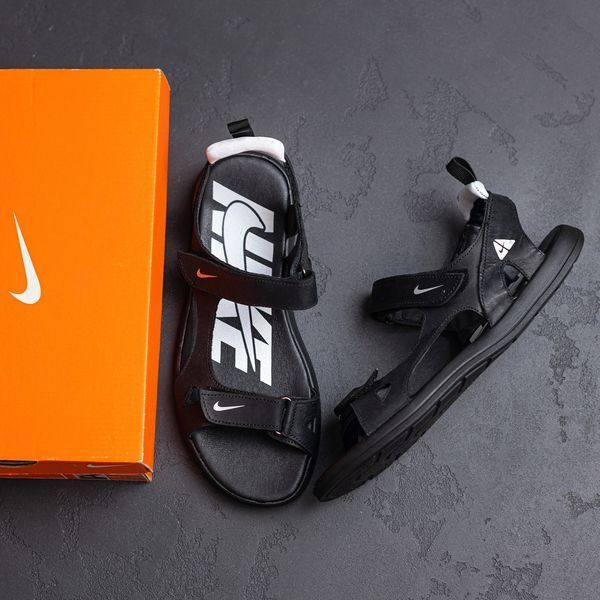Чоловічі шкіряні сандалі Nike NS White 40 ч/б фото
