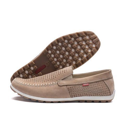 Чоловічі літні шкіряні мокасини LS перфорація Beige 77беж перф фото