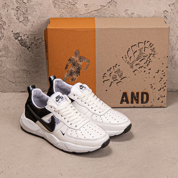 Чоловічі шкіряні кросівки Runner White М113 біл фото