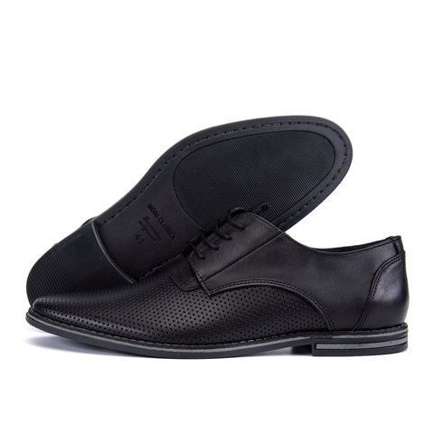Чоловічі шкіряні літні туфлі VanKristi classic black П 343 чк фото