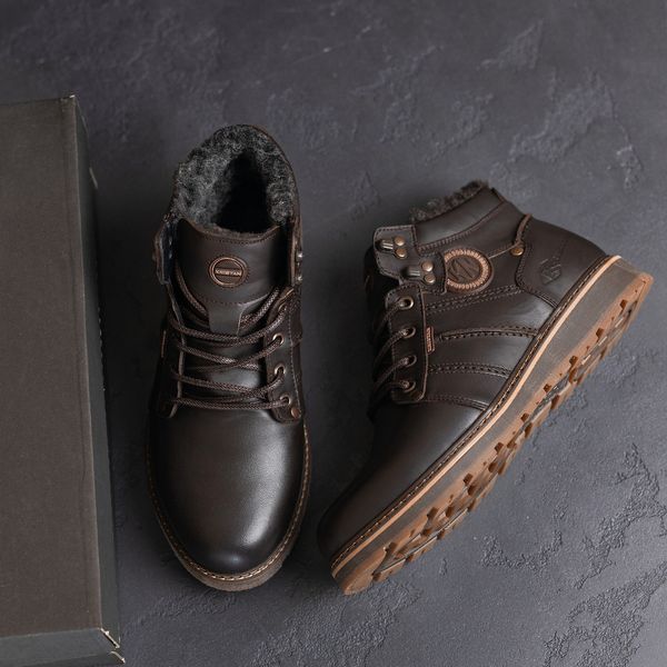 Чоловічі шкіряні зимові черевики Kristan City Traffic Brown 703 кор. фото