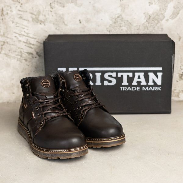 Чоловічі шкіряні зимові черевики Kristan City Traffic Brown 703 кор. фото