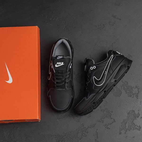 Підліткові шкіряні кросівки Air Max Black П201 фото