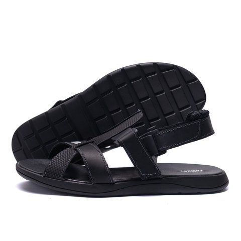 Чоловічі шкіряні сандалі PM Black Leather 56ч літо фото