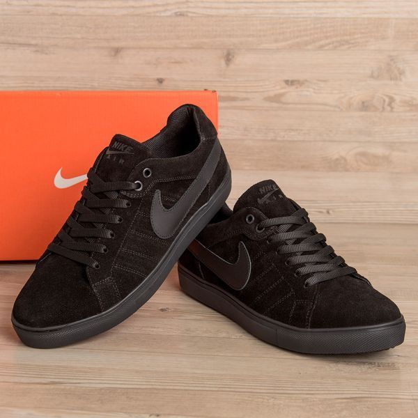 Чоловічі шкіряні кросівки Nike Black N8-2 фото