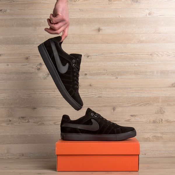 Чоловічі шкіряні кросівки Nike Black N8-2 фото